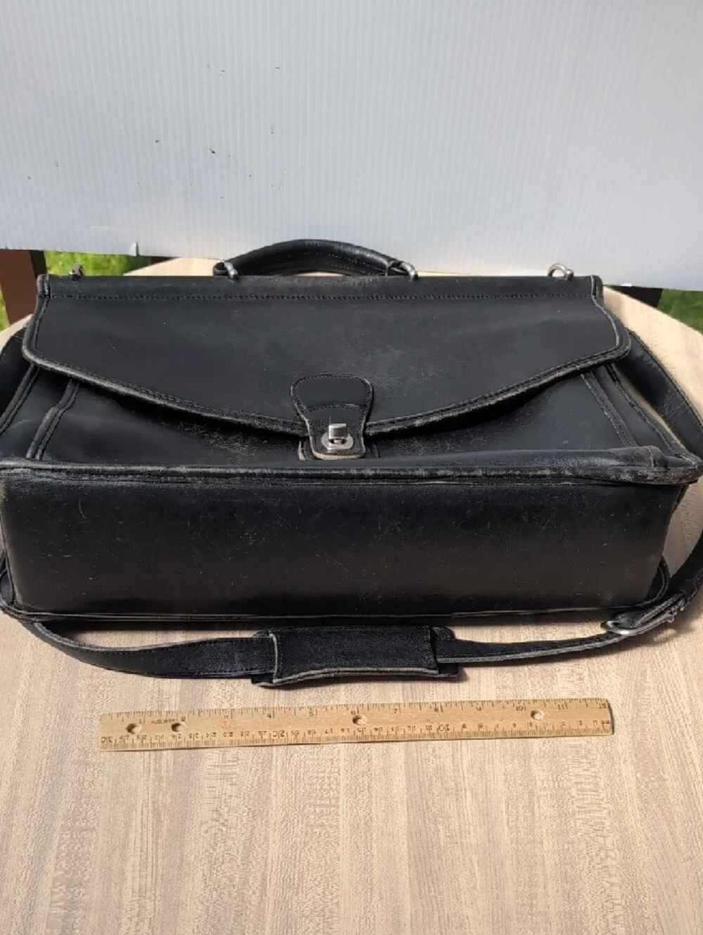 Coach Black Leather Men's Briefcase with Shoulder Strap